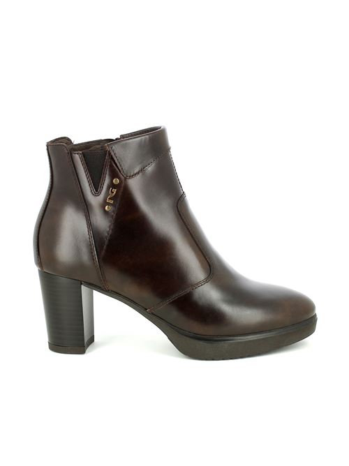 stivaletto da donna in pelle liscia testa di moro con tacco 7 cm NERO GIARDINI | I513801D300
